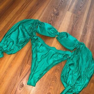 Green Off-Shoulder Bikini Set